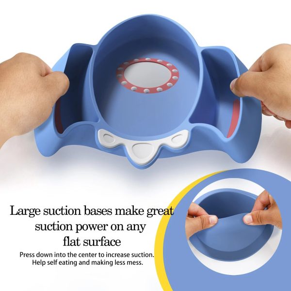 Silicone Baby Feeding Set: Bib, Divided Plate, Bowl, Cup, Spoon & Fork - Image 4