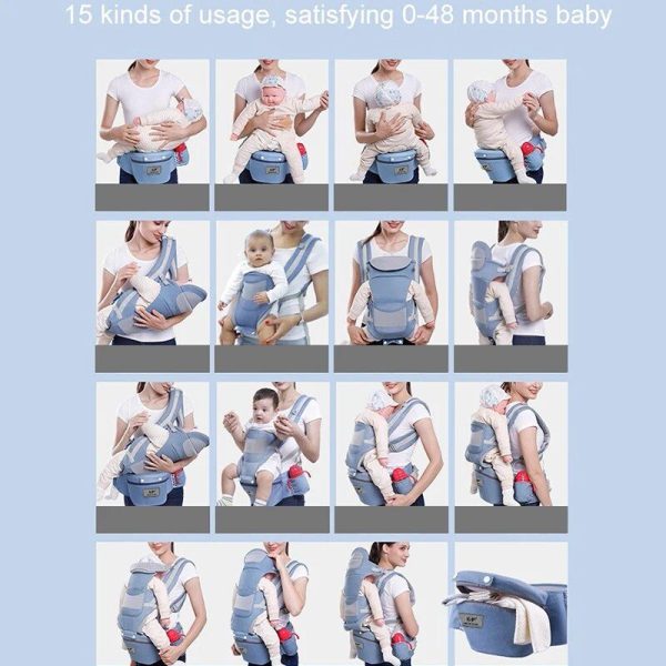 Versatile Ergonomic Baby Carrier - 3-in-1 Hipseat for 0-48 Months, Multi-Position Sling - Image 4